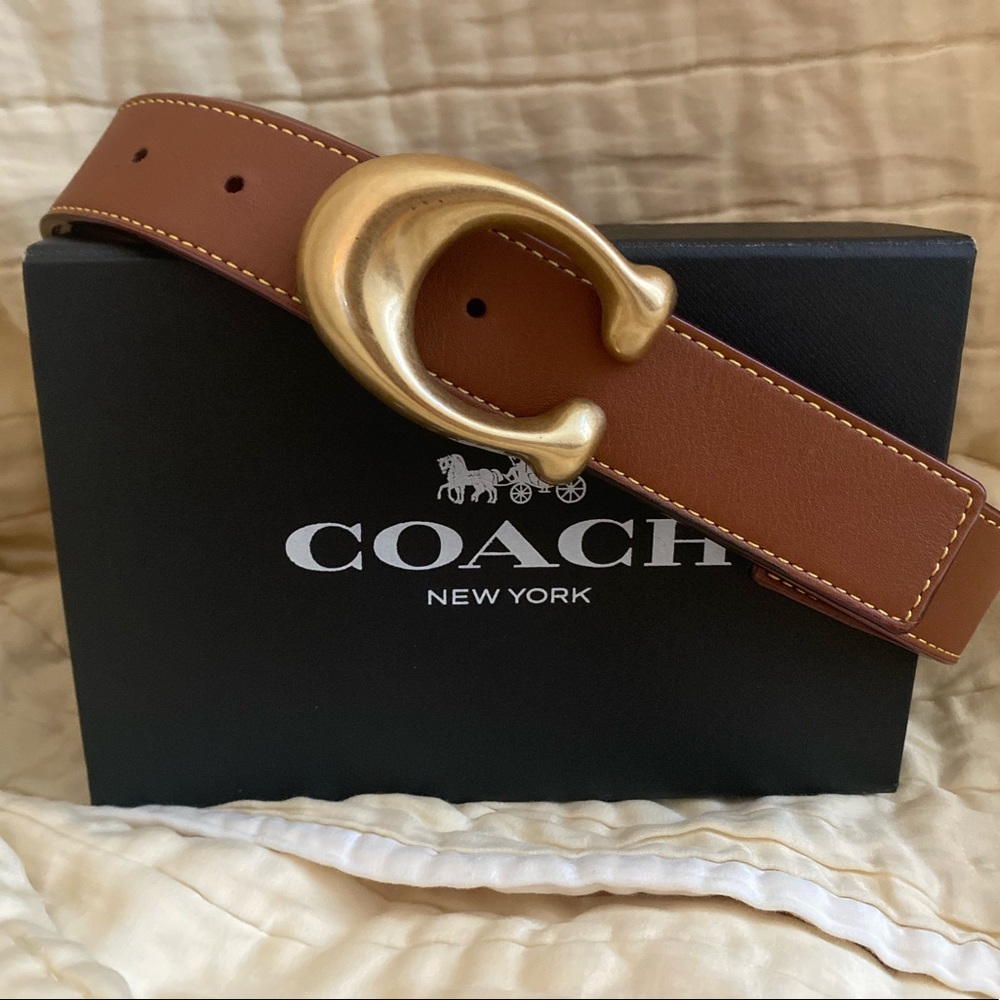 Coach Belt -Brown- 42in Gold Buckle